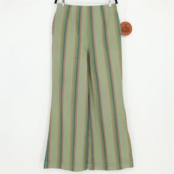 FREE PEOPLE Stripe Wide Leg Pants with Pockets‎